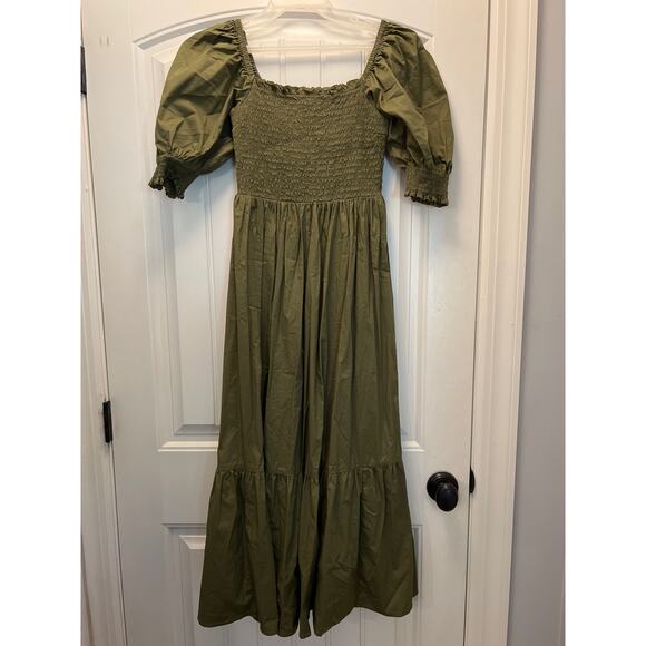 INC International Concepts Women’s Off The Shoulder‎ Smocked Dress Size S Green - Picture 1 of 6